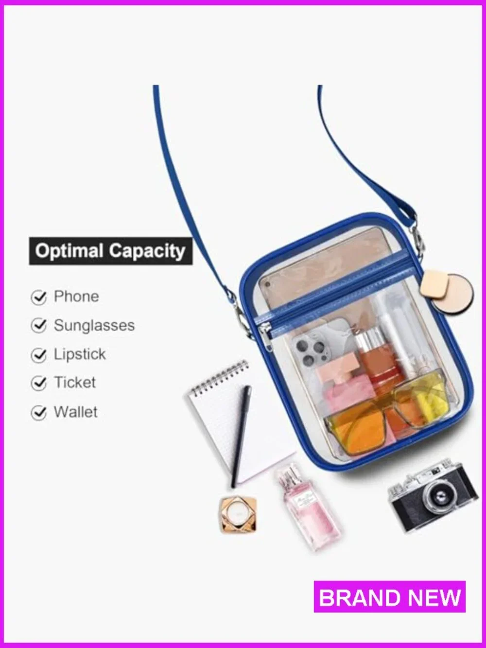 Clear Messenger Bag Stadium Approved Crossbody Purse PVC Waterproof Unisex